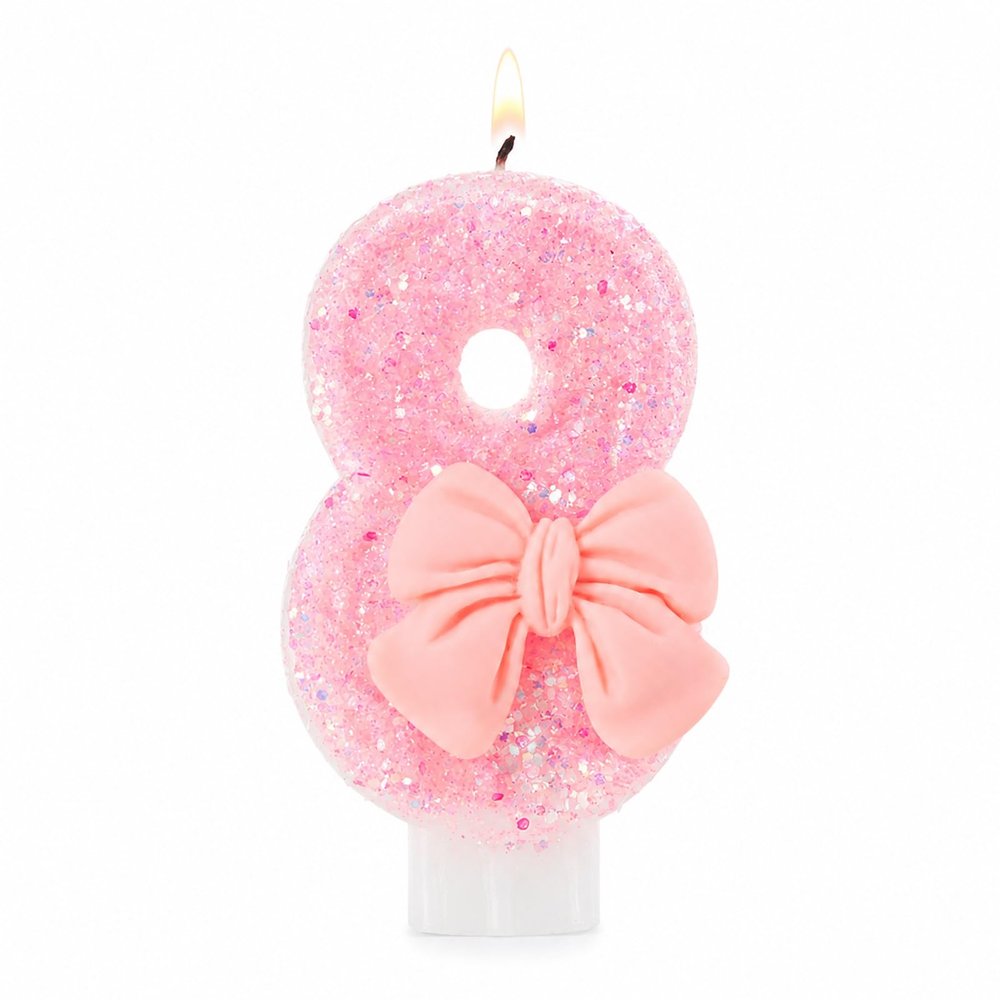 Tourima Number Candle 8 for Birthday with Bow