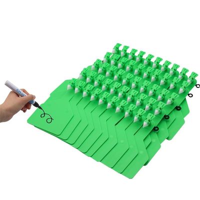 Numbered Plastic Ear Tags for Livestock, Multicolor, 50 or 100 Pack (Green, 100 pcs + Pen)
