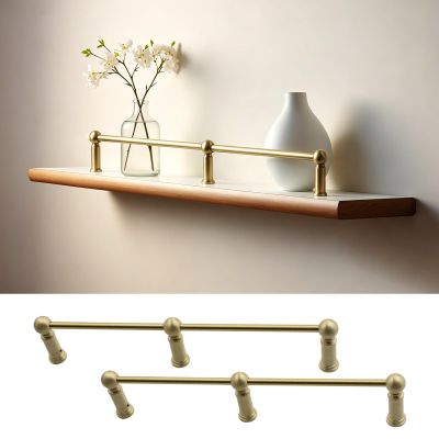 2-Pack Decorative Shelf Guard Rails, Vintage Brass Gallery Rail, 9 in/24 cm