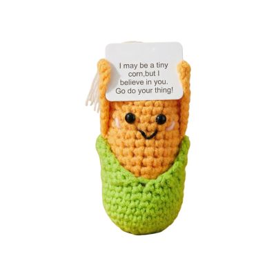 Handmade Crochet Toys - Corn-Shaped Desk Decor with Card