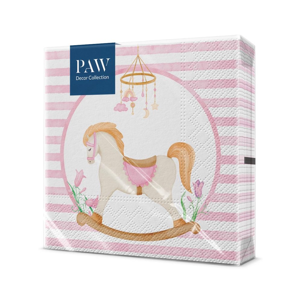 PAW - Colorful Napkins 20 Pack | 33x33 cm Paper Napkins | Dream Pink Design