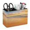 Square PU Leather Pen Holder with Beach-Inspired Design, 2 Compartments view 1