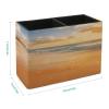 Square PU Leather Pen Holder with Beach-Inspired Design, 2 Compartments view 2