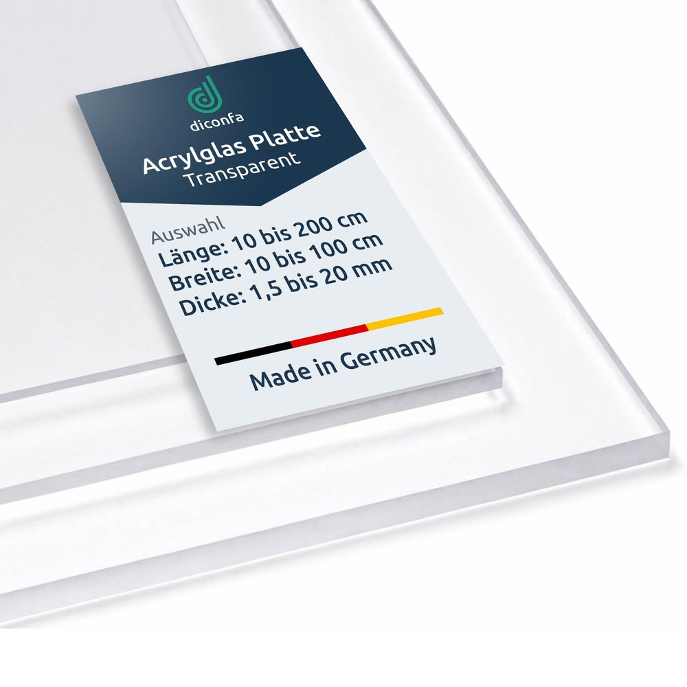 diconfa Clear Acrylic Sheet XT, Custom Cut, 100 x 200 mm, 15 mm Thick