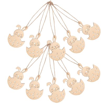 Zerodeko Easter Bunny Wooden Ornaments - 10 Pack