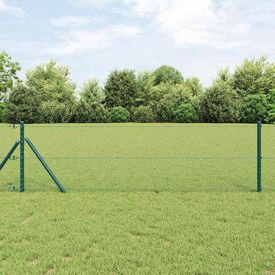 Green Fence Posts, 10 x 0.6 m, Steel and PVC
