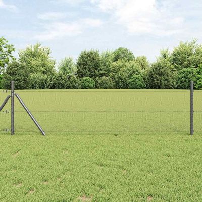 Gray Fence Posts, 10 x 0.4 m, 13 mm Mesh, Steel & PVC