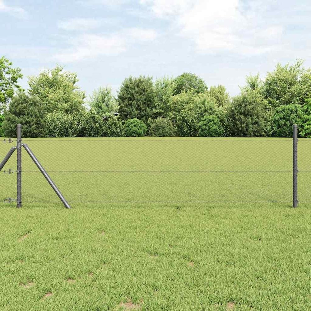 Gray Fence Posts, 10 x 0.4 m, 13 mm Mesh, Steel & PVC