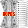 Stainless Steel Cable Ties, Approx. 4.6 mm, Heavy-Duty, Self-Locking, Multipurpose Metal Exhaust Wrap Ties, 80 Pieces (40 pcs, 4.6 × 200 mm) view 3