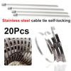 Stainless Steel Cable Ties, Approx. 4.6 mm, Heavy-Duty, Self-Locking, Multipurpose Metal Exhaust Wrap Ties, 80 Pieces (40 pcs, 4.6 × 200 mm) view 4
