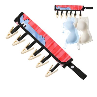 Foldable Travel Clothes Hanger with 6 Clips