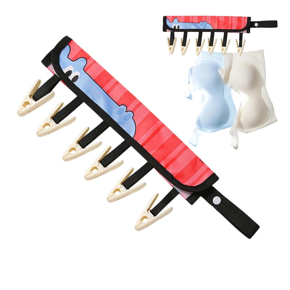 Foldable Travel Clothes Hanger with 6 Clips