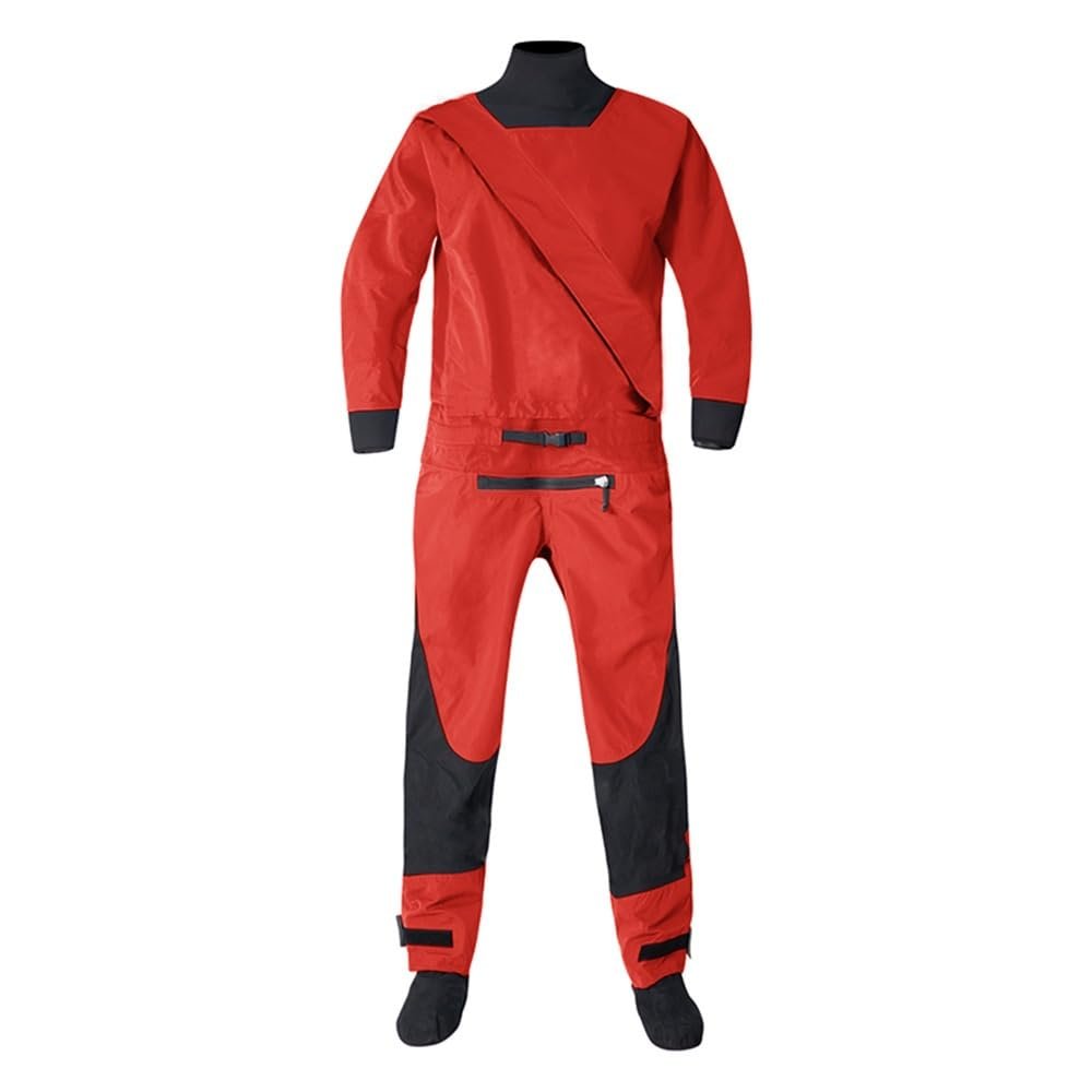 Men’s Waterproof 3-Layer Drysuit with Latex Neck, Red, S