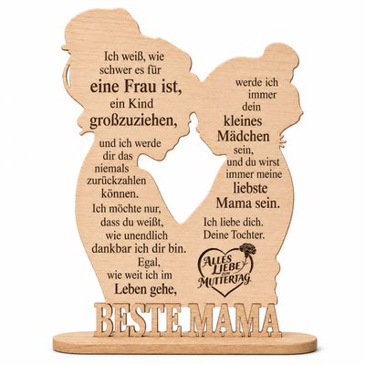 Love Mom Wooden Sign with Base