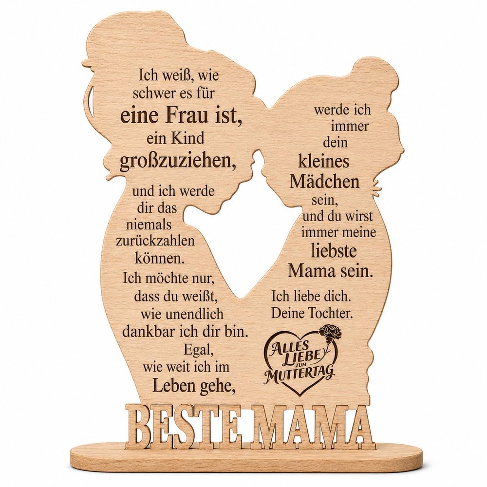 Love Mom Wooden Sign with Base