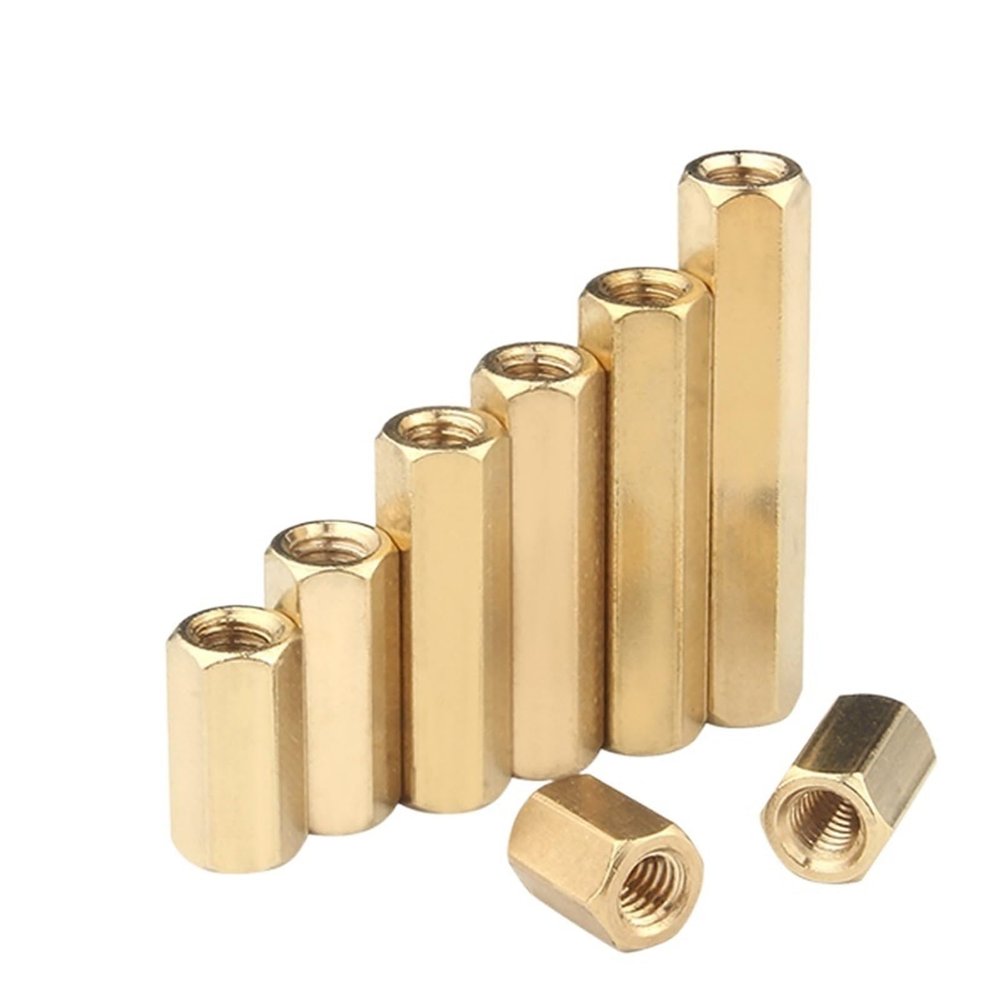 Hex Brass Female-Thread Standoffs, M2–M5, 11 mm, 30-Pack