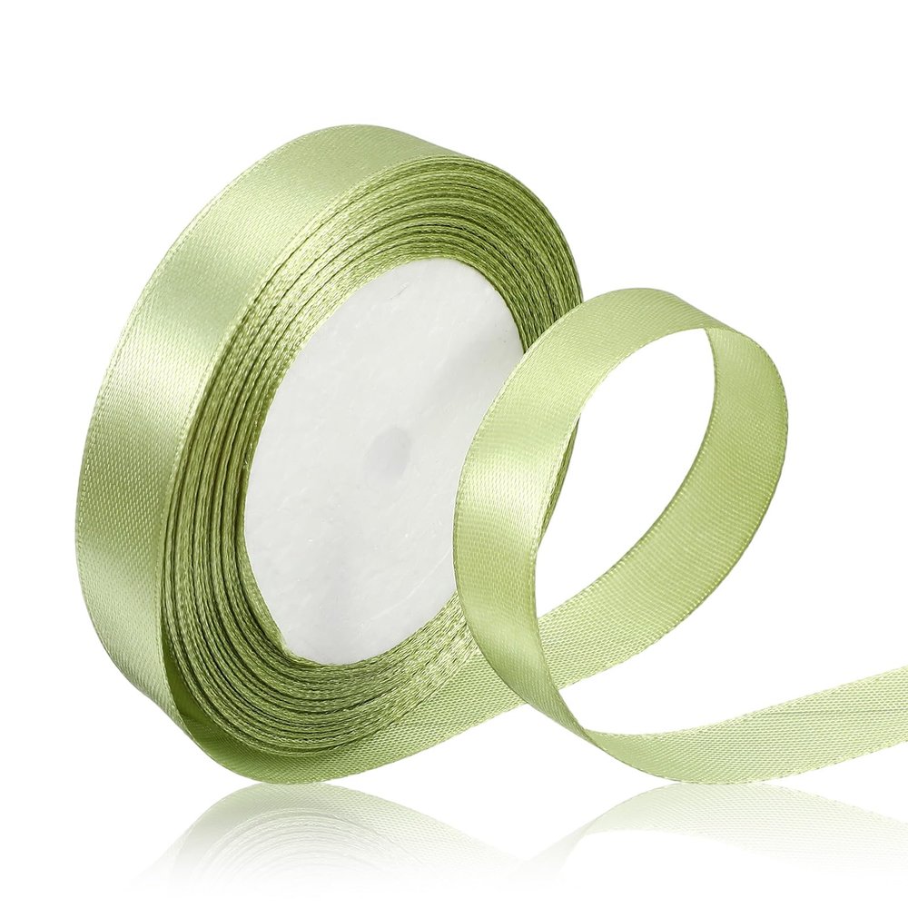 2 Rolls Green Satin Ribbon 2cm Wide 22m