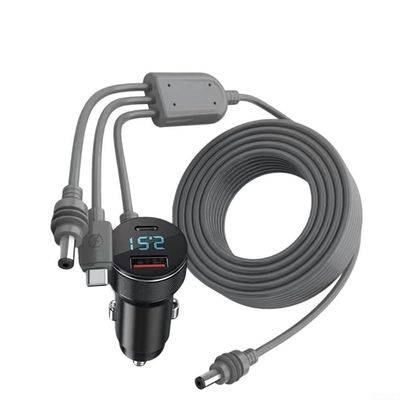 Autilyshop 3-in-1 Vehicle Charger for Starlink Mini, 12 V to 48 V, with Digital Display, Dual USB and USB-C PD, 100 W Output, Waterproof DC Connector