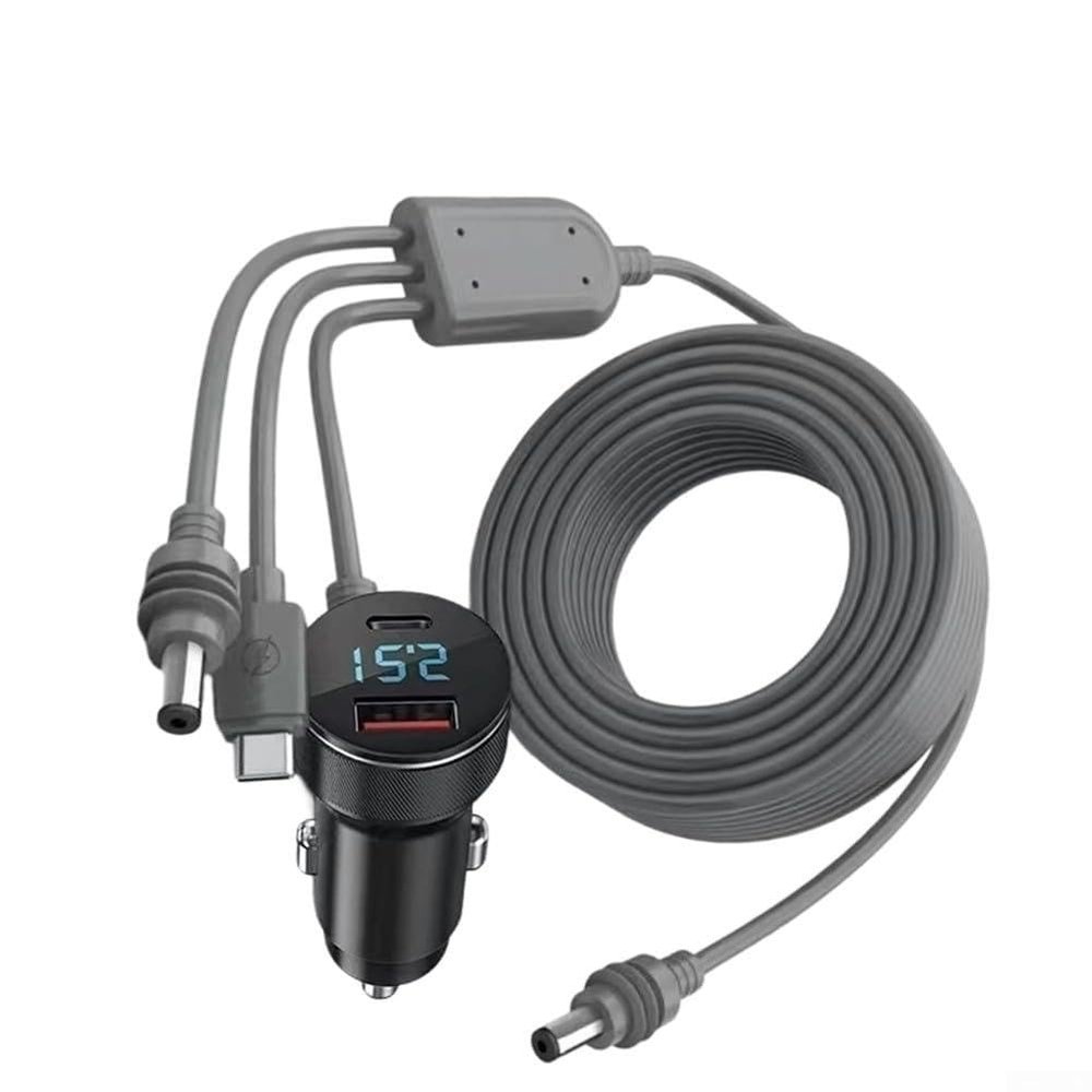 Autilyshop 3-in-1 Vehicle Charger for Starlink Mini, 12 V to 48 V, with Digital Display, Dual USB and USB-C PD, 100 W Output, Waterproof DC Connector