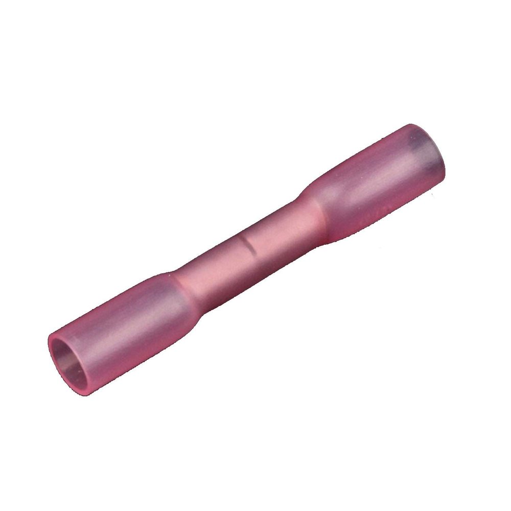 22–18 AWG Red Waterproof Heat-Shrink Crimp Butt Connectors, 25 Pieces