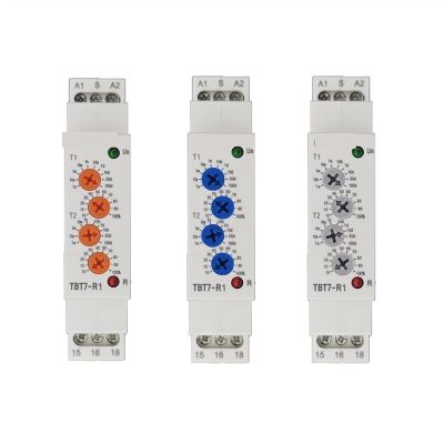 GJZIFGFWQ Asymmetrical ON/OFF Cycle Time Relay, 12 V Time Delay Relay, Replaces ST3PR/ATDV/JVM-2, 1 Piece (Red Knob, TBT7-R1-ACDC12-240V)