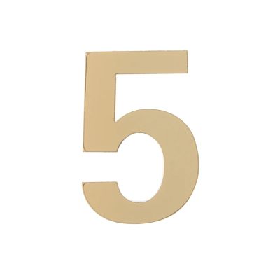 7 cm Acrylic 3D House Number, Self-Adhesive, Gold, Door Sign, Address and Name Plaque, Digits 0–9 (5)