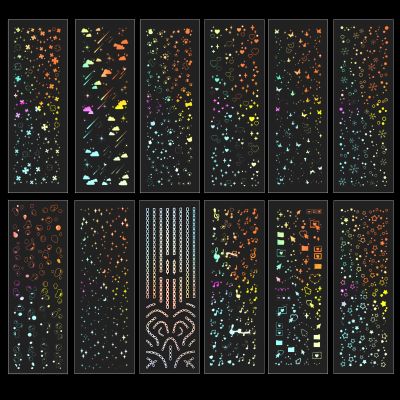 12 Sheets Holographic Glitter Star Stickers