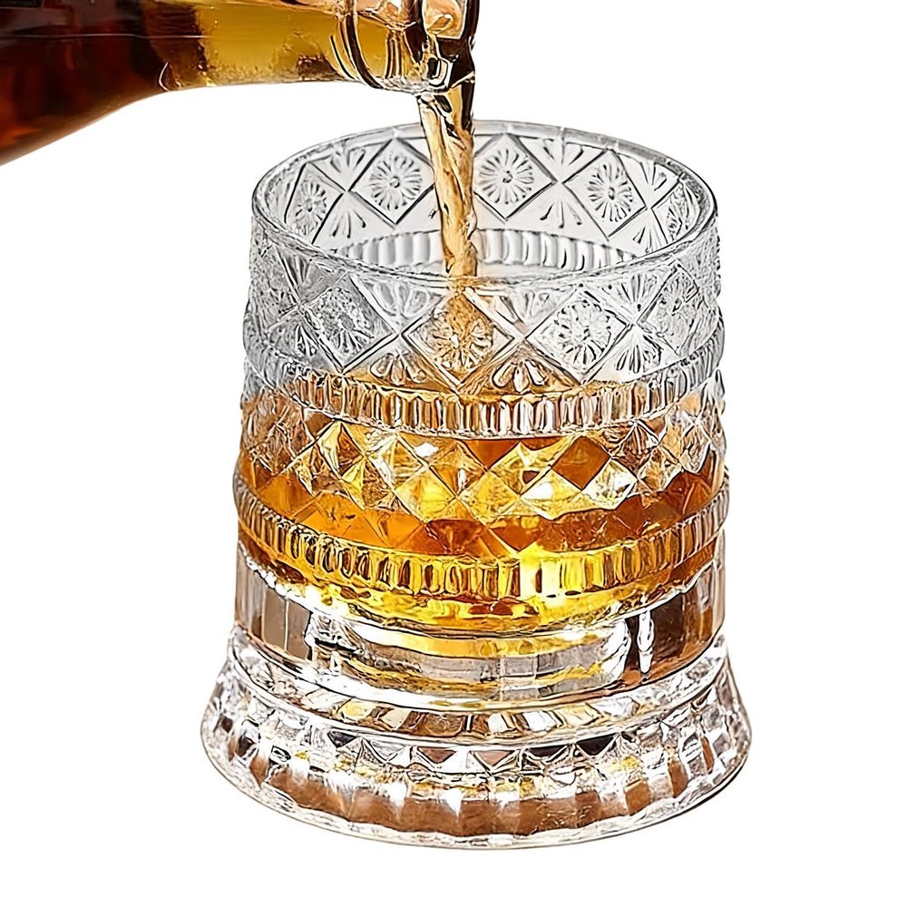 Rotating Liqueur Glasses, 4.13-Inch Whiskey Tumblers, Crystal Barware Set