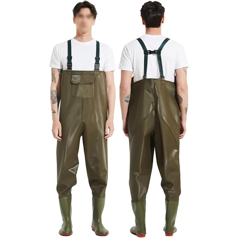 HTDRE Beige, Size 45, Waterproof Breathable Fishing Waders with Lug Sole