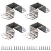 4-Pack U-Shaped Metal Bed Rail Brackets, Cold-Rolled Steel, 40 mm, Silver view 3