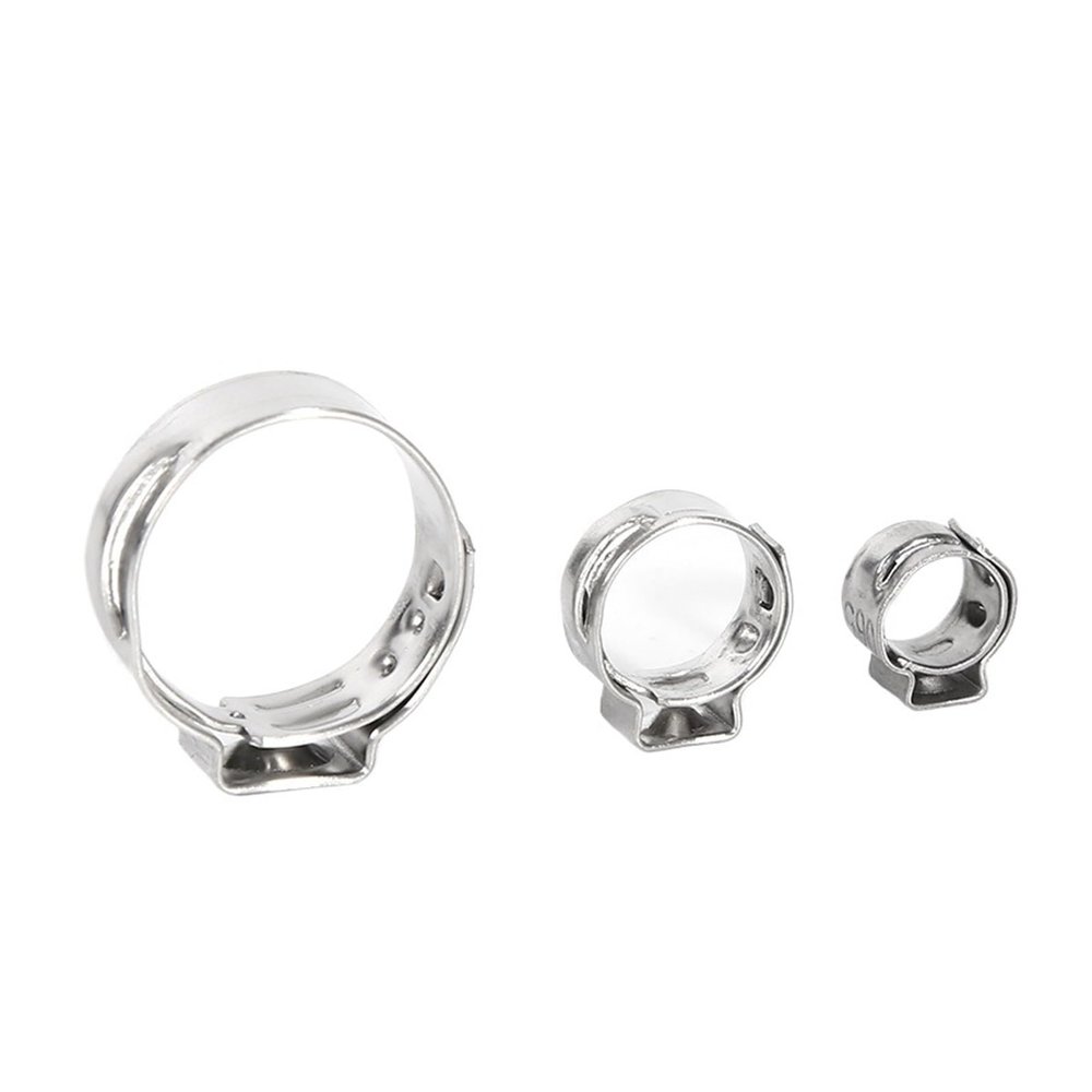 5/10-Piece Stainless Steel 304 Single-Ear Hose Clamp Assortment, Individual (6.3–7.5 mm, 10 pcs)