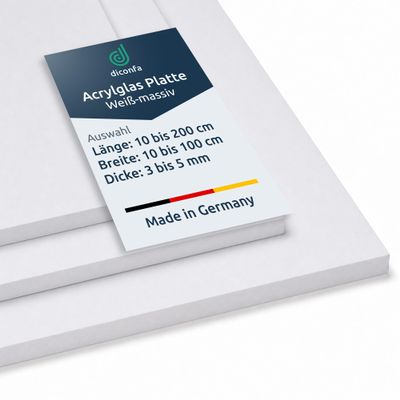 diconfa Solid White Opaque Acrylic Sheet XT, 600 x 500 mm, 4 mm PMMA