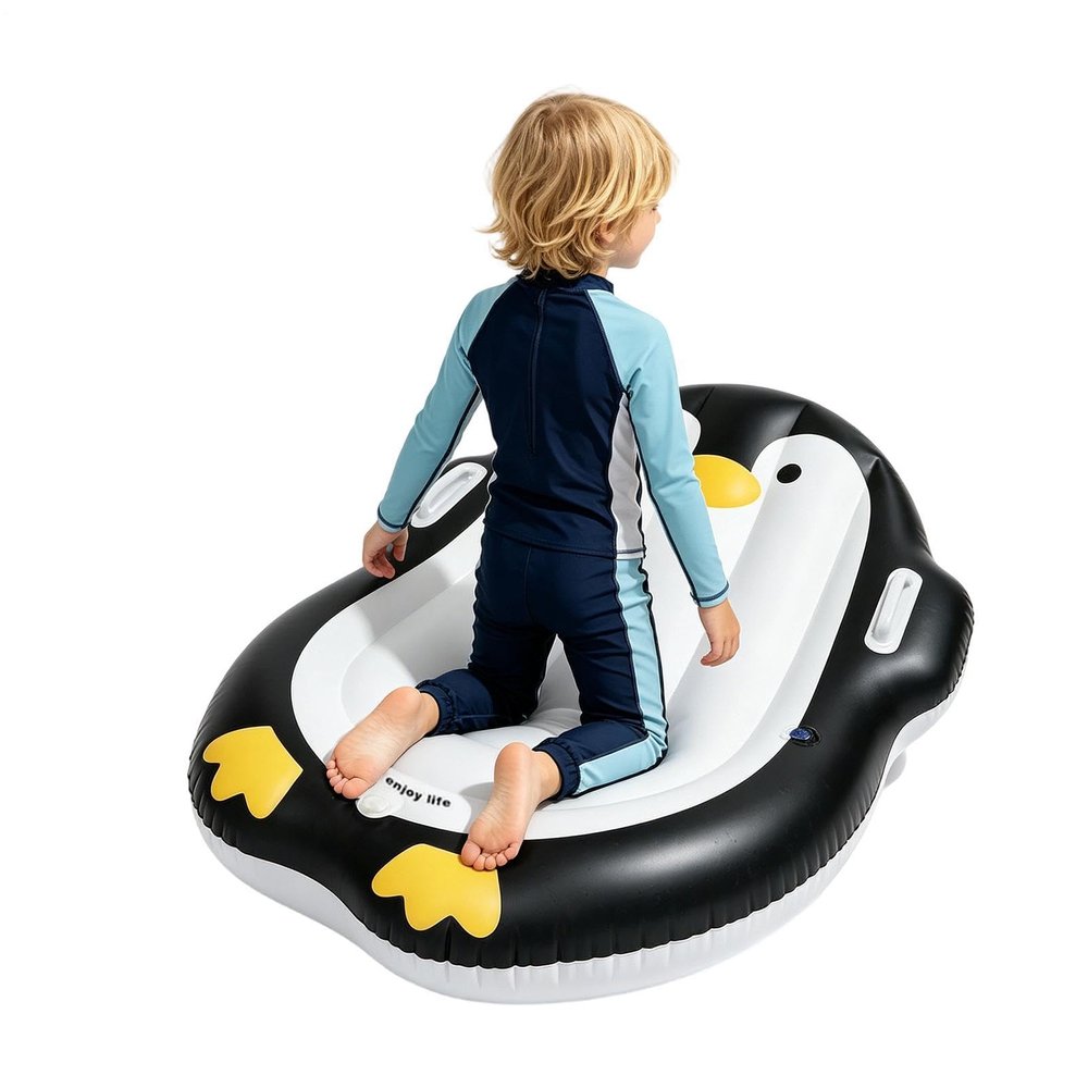 Inflatable Bodyboard for Kids, Cute Penguin with Handle
