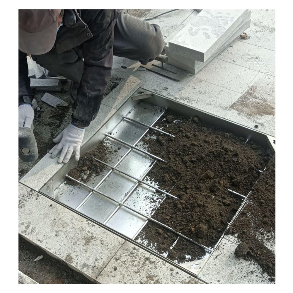 Generic Recessed Septic Tank Cover, Concealed Manhole and Wastewater Basin Frame, 100 x 100 cm