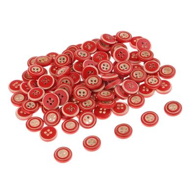 100 Pcs Round Wooden Buttons with 4 Holes