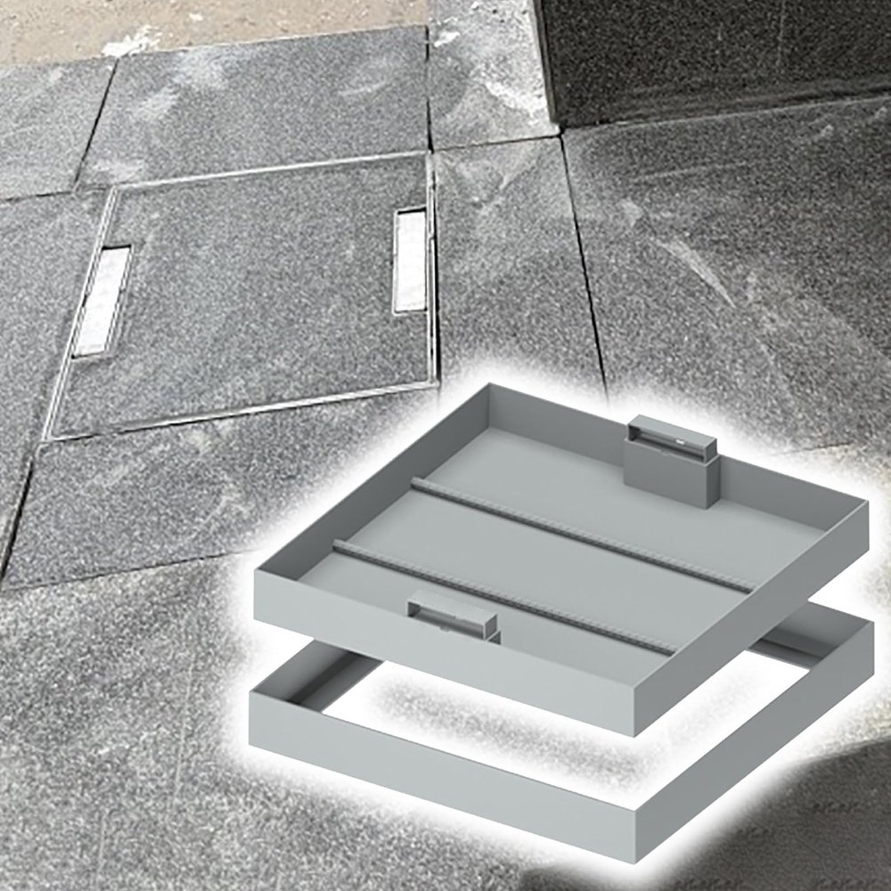Invisible Manhole Cover, 50–100 cm, Recessed Metal Cover and Frame for Indoor and Outdoor Use