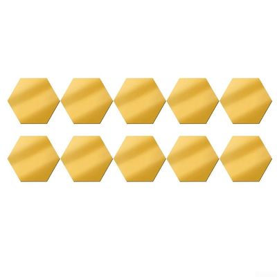 24 Gold Hexagon Mirror Wall Stickers