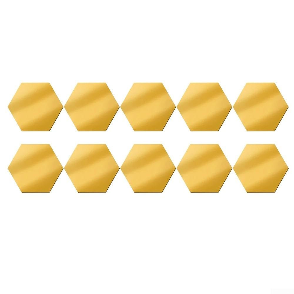 24 Gold Hexagon Mirror Wall Stickers