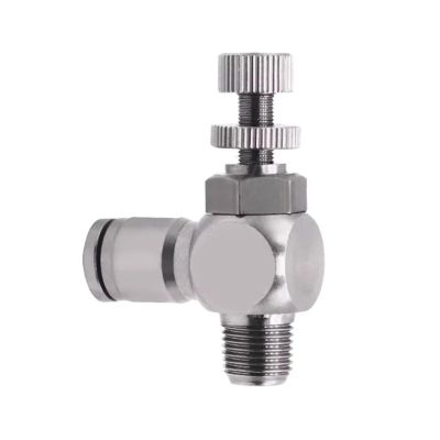 UYCUODLUY 8 mm 1/8", 1/4", 3/8", 1/2" Male Throttle Valve Pneumatic Air Pipe Fitting Speed Control Regulator Valve (304SS, 8 mm-BSP3I8)
