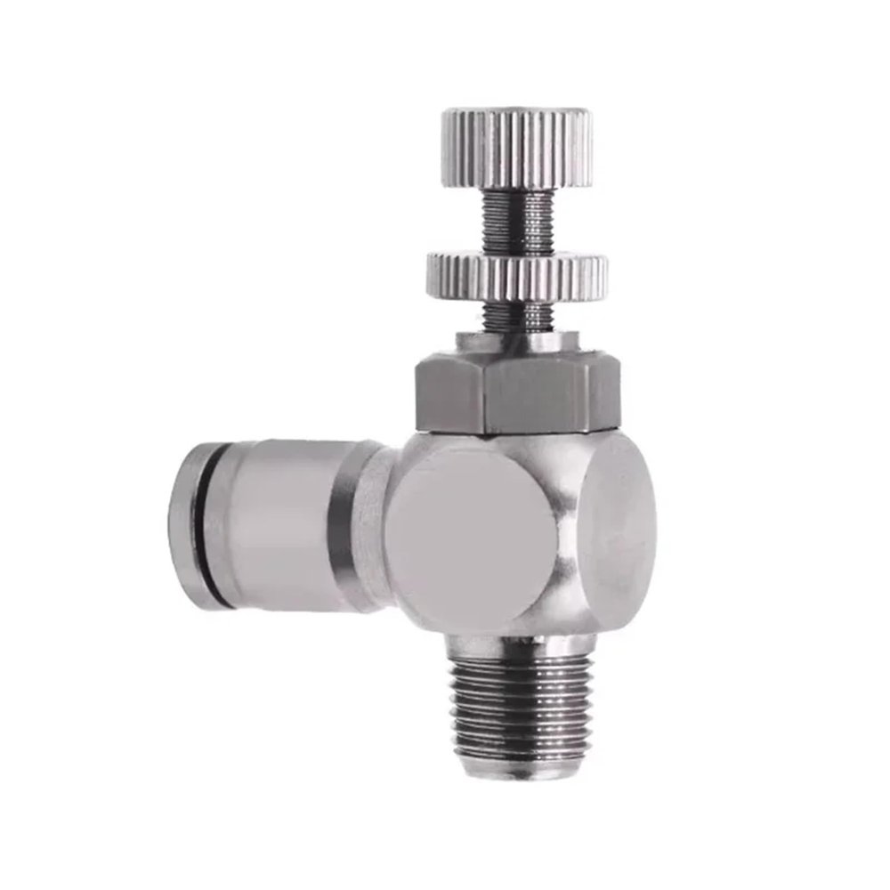 UYCUODLUY 8 mm 1/8", 1/4", 3/8", 1/2" Male Throttle Valve Pneumatic Air Pipe Fitting Speed Control Regulator Valve (304SS, 8 mm-BSP3I8)