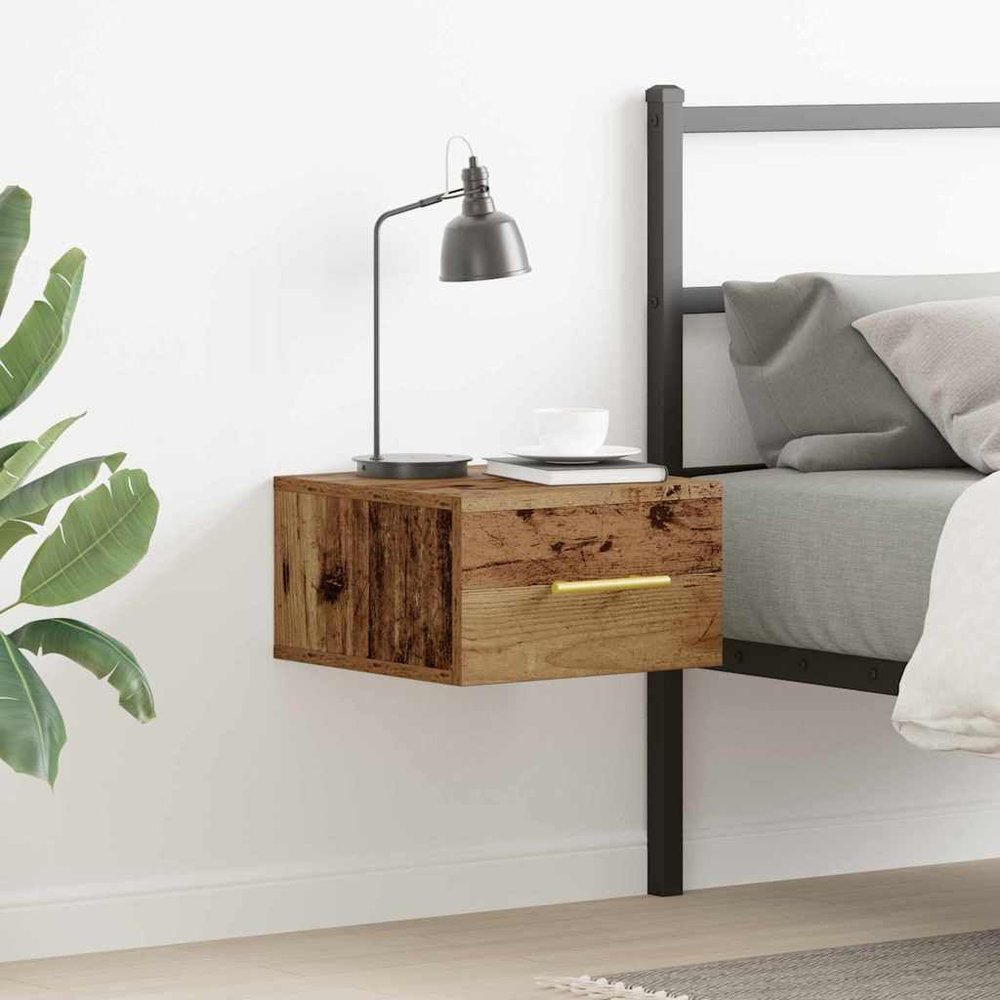 zylophax Wall-Mounted Nightstand, Engineered Wood, 35 x 35 x 20 cm, with Drawer