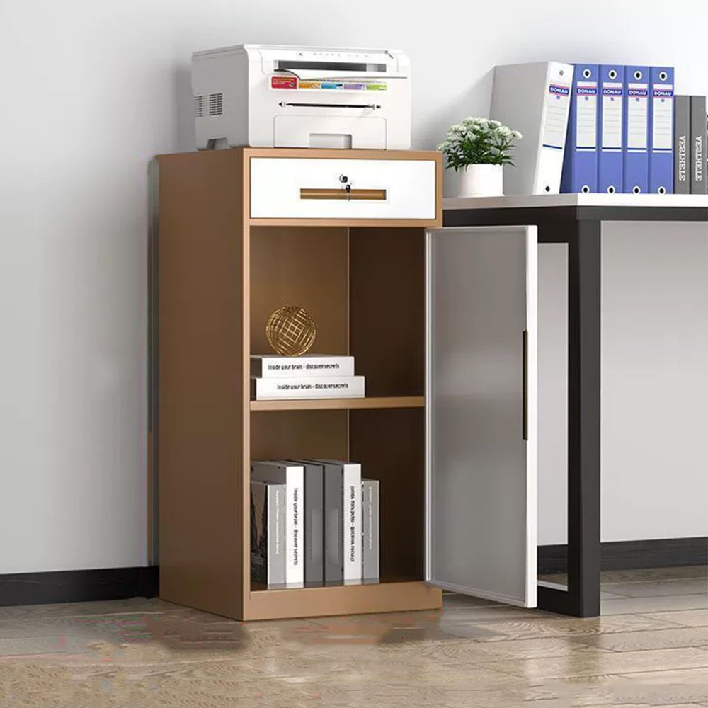 2-Tier Filing Cabinet with Lock, Industrial Rolling Office Cabinet with Door