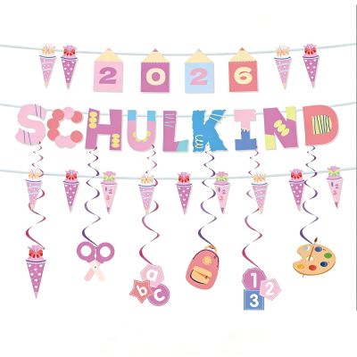 School Child Garland for 2026, Pink Banner