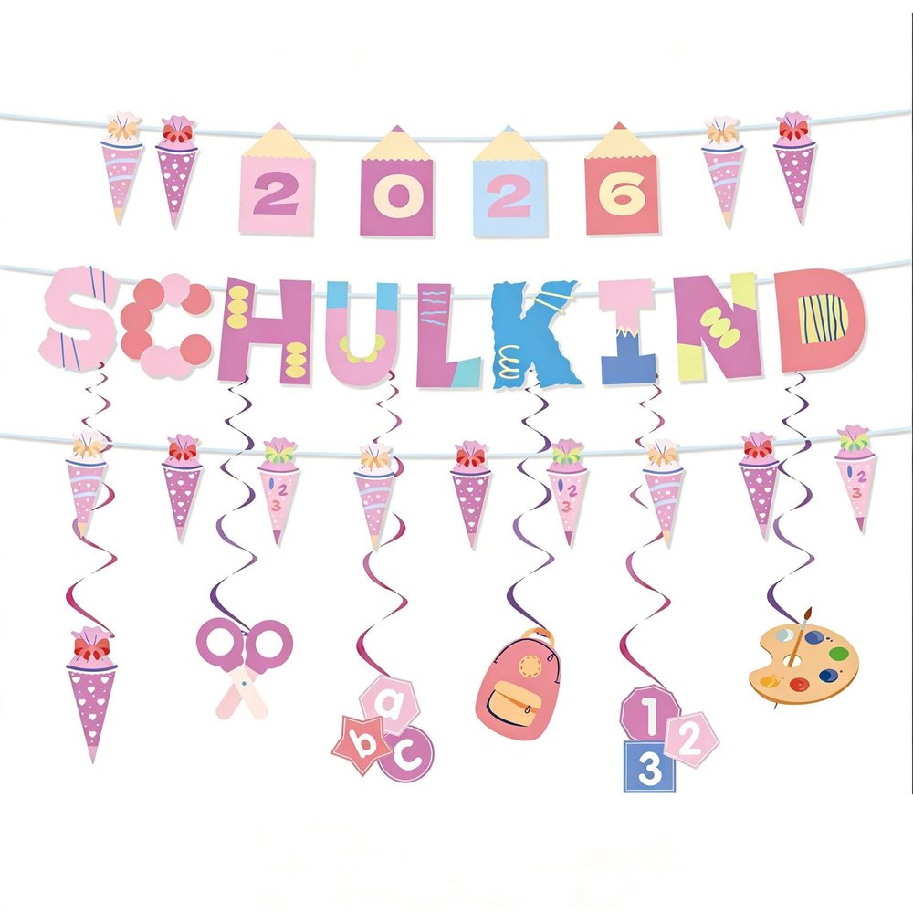 School Child Garland for 2026, Pink Banner