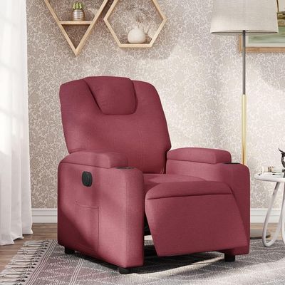 GeenYuu Electric Recliner, Wine-Red Fabric, 135° Reclining