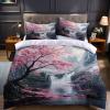 Kids' Bedding Set 155 x 220 cm, Cherry Blossoms by the Waterfall, Pink Microfiber view 2