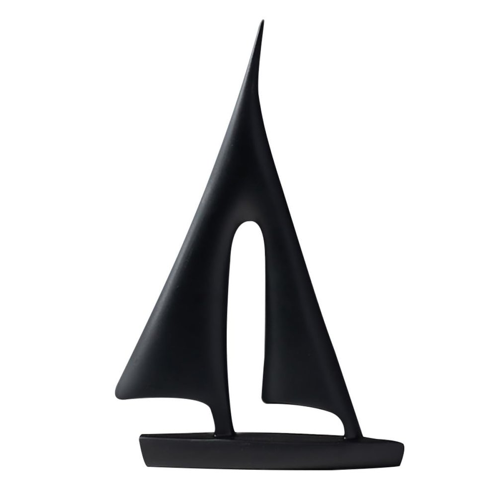 Black Resin Sailboat Desk Decoration