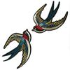 Embroidered Patches | Retro Swallows, Iron-On DIY Stickers view 1