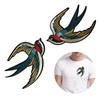 Embroidered Patches | Retro Swallows, Iron-On DIY Stickers view 2