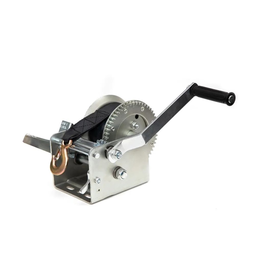 Heavy-Duty Hand Winch with Brake - Dual-Speed Trailer Winch for Boats, ATVs and UTVs - Includes Marine Strap